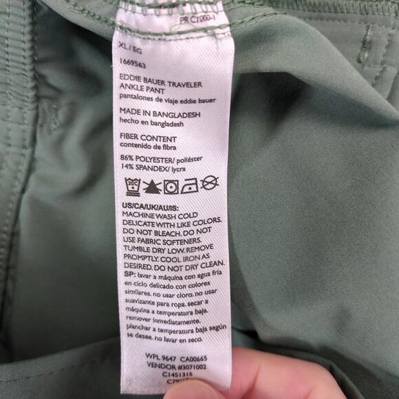 Eddie Bauer Traveler Ankle Pants Women's XL Green Lightweight Stretch UPF 50+ - Picture 4 of 10